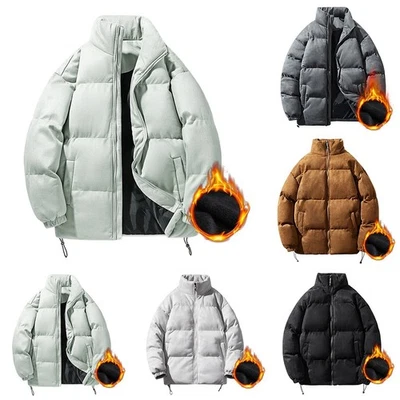 Casual Daily Use Men Suede Parka Stand Collar Jacket Stand Collar Drawstring Hem - Image 1 of 4