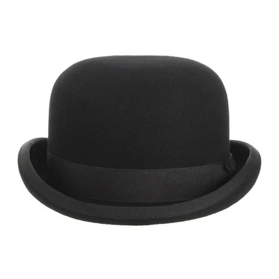 Para Hombres 100% Lana Negro Bowler Derby Sombrero Satinado Forrado Fedora Fiesta Disfraz Sombrero Foto 1 de 4