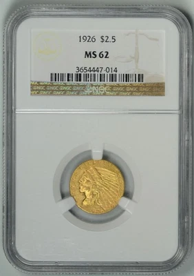 1926 $2,5 Oro Indio NGC MS62 * Casa de la Moneda de Filadelfia * #3654447-014 Foto 1 de 4