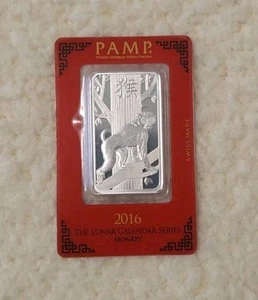 Pamp Lunar Monkey Silver Bar 2016 - 1 oz - Picture 1 of 6