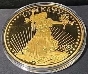 Moneda/peso de papel Exonumia 4" American Mint 1933 copia 13 OZ en cápsula  - Imagen 1 de 4