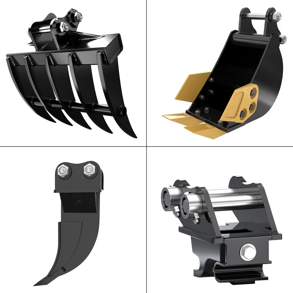 ENVÍO GRATUITO Miniexcavadora de 1 Tonelada + Accesorio de pasador de 25 mm Cubo Rastrillo Cucharón Desgarrador Foto 1 de 4