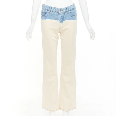 DRIES VAN NOTEN 2023 кремовый синий ombre dip краситель середины талии широкие джинсы 27»2 - Изображение 1 из 4