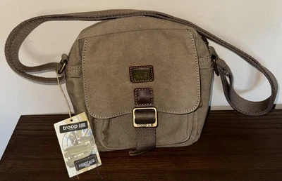 Troop London Heritage Canvas Across Body Bag- Brown TRP0272 New With Tags - Image 1 of 4