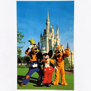 Mickey Mouse Goofy Pluto Postcard Vintage Disney World Cinderella Castle Reduced - Picture 1 of 2