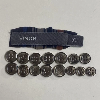 Set of 15 Gray 4-Hole Replacement Buttons for VINCE Long Sleeve Dress Shirt. A76 - Image 1 of 3