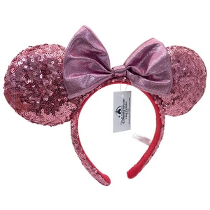 Orecchini DisneyParks rosa paillettes viola chiaro Minnie Mouse fiocco orecchie cerchietto - Foto 1 di 2