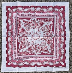 Nuevo de Lote Antiguo Pañuelo Bandana Rosa y Blanco Rosas Floral EE. UU. 50/50 #14193 - Imagen 1 de 5