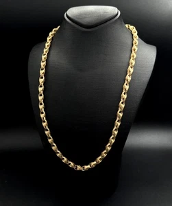 Large 9ct Yellow Gold Fully Patterned Tulip Chain - 61.2g - 26" - Picture 1 of 6