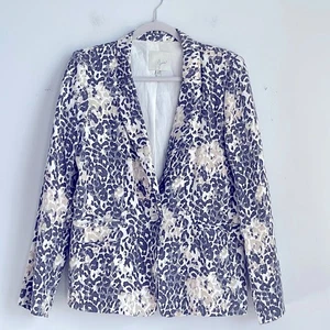 Joie Mehira 100% linen calico leopard print one button blazer sz 12 - Picture 1 of 7