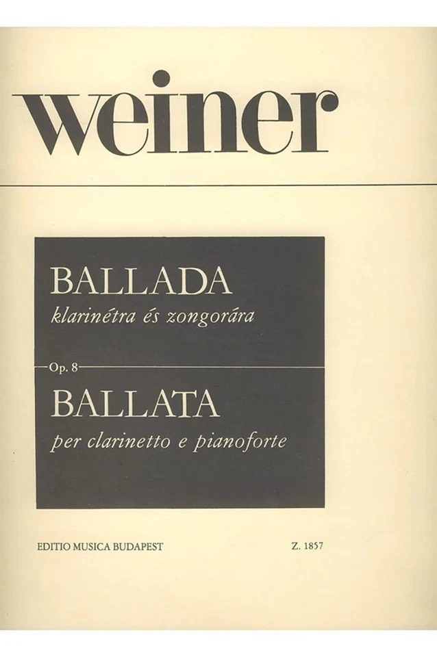 Ballada (Ballata) Op 8 Clarinet, Piano Music Weiner Universal Music Publishing E - Image 1 of 1