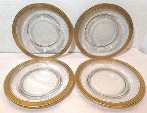 Lotto di 4 piatti insalata vintage MCM Tiffin Minton vetro incrostato oro 8,5" - Foto 1 di 4
