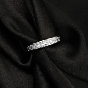 2ct Princess Lab Grown Diamond Half Eternity Band Ring Channel 14k White Gold - Picture 1 of 9