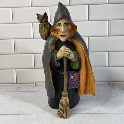 Leo Smith Folk Art Owl Lady Witch Halloween Midwest of Cannon Falls Signed COA - Image 1 of 4