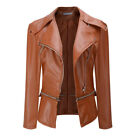 Womens Girl Fashion Motorbike Faux Leather Ziper Jacket Coat Vintage Top Quality