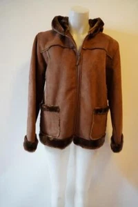 *NWOT Womens KC Collections Brown Faux Suede Faux Shearling Jacket XL - Picture 1 of 10
