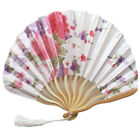 Hand Fold Fan Retro Adornment Woman Man Dance Props Bamboo Flower Folding Fan
