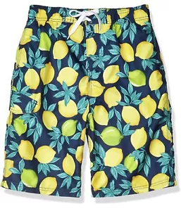 Kanu Surf Boys' Avalon Quick Dry UPF 50+ Beach Swim Trunk, Lemons Navy, Medium - Picture 1 of 2