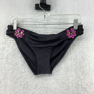 Trina Turk Women's Bijou Black Shirred Hipster Bikini Bottoms Size 8