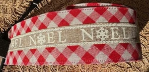 Cinta de Navidad de guinga roja arpillera Noel de 1 yarda 3 pies 2,5 con cable Navidad - Imagen 1 de 9