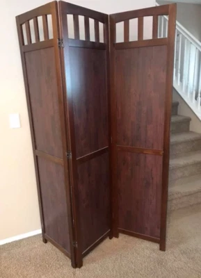 Wood Screen Room XL Divider with 3 Panels Portable Folding Partition Separator - Image 1 of 4