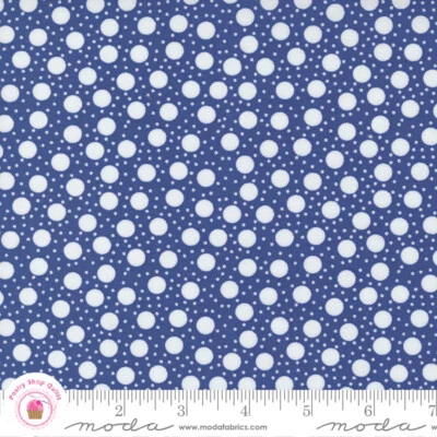 Moda PICNIC POP 22437 13 Royal Blue Polka Dots  ME & MY SISTER Quilt Fabric - Image 1 of 4