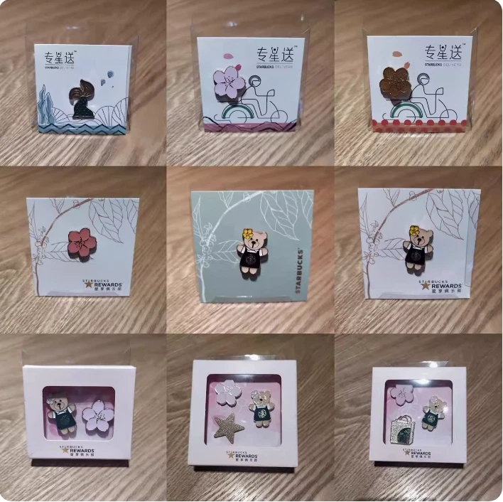 2024 Starbucks Pin Pink Sakura Cherry Blossom Bear Badge Fishtail Flower Pin Hot - Image 1 of 1