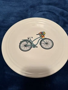 Fiesta 9” Luncheon Plate Bicycle Spring Flowers in Basket Bike Fiestaware - Picture 1 of 5