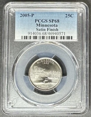 2005-P Satin Minnesota Quarter PCGS MS-68, Buy 3 Items, Get $5 Off!!! - Image 1 of 2