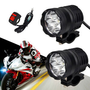 Pair 60W Motorcycle LED Headlight Fog Spot Driving Light Lamp+Switch Waterproof