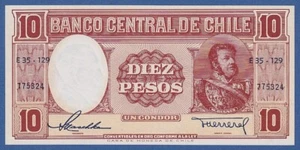 CHILE -- 10 PESOS=1 CONDOR ND ( 1958-59 ) -- UNC -- PICK 120 . - Picture 1 of 2