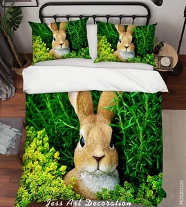 3D Rabbit Plant Quilt Cover Set Duvet Cover Bedding Pillowcases - Picture 1 of 6