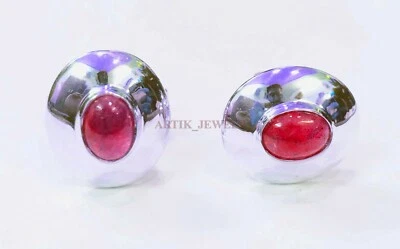 Heated Ruby Gemstone with 925 Sterling Silver Cufflink #2566 - Image 1 of 4