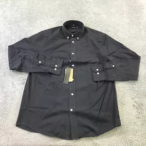 J Lindeberg Shirt Mens Medium Button Up David Indigo Black Albiente Gabardine - Picture 1 of 10