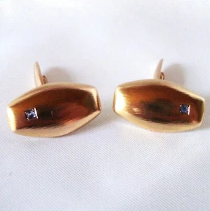 alte Manschettenknöpfe 333 Gold mit Saphire Rotgold old Cufflinks / BX 430 - Bild 1 von 5