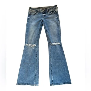 American Eagle Outfitters Kickboot Jeans Distressed Knees Womens Size 10 Long - Picture 1 of 9