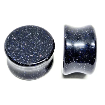 SALE - Blue Goldstone Double Flare Plugs 8g - 2" - Image 1 of 3