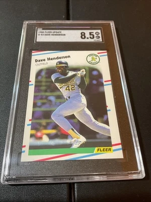 DAVE HENDERSON 1988 FLEER UPDATE -8.5 SGC GRADED-ATHLETICS-#U-53-HALL OF FAME - Image 1 of 4