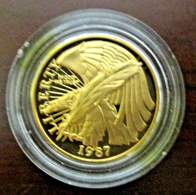1987-W $5 Gold Coin, Constitution Bicentennial Proof Commemorative, Capsule Only - Image 1 of 4