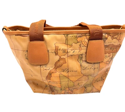 Alviero Martini "Geo-Soft" Feito na Itália muito bom designer bolsa mapa tote - Imagem 1 de 4