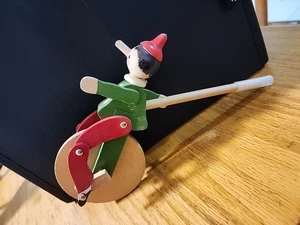 Vtg MIDWEST CANNON FALLS  Pinocchio On Unicycle Jointed Wood - Picture 1 of 4
