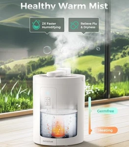 Healthy Warm Mist Humidifiers for Bedroom, 3L/100oz Stainless Steel Humidifier - Picture 1 of 7