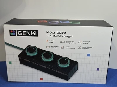Genki Moonbase 7-in-1 Supercharger 240W GaN Power, 4 USB Ports 140W Max Light - Image 1 of 4