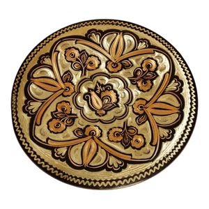 Vintage Bosnien & Herzegowina Kupfer und schwarz Blumen Kunst Teller 9' Galerie Wand - Bild 1 von 4