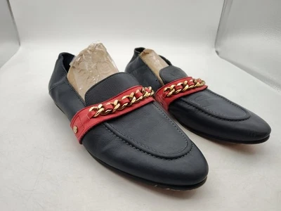 TOMMY HILFIGER - MOCASINES DE CADENA INFORMALES SIN CORDONES PARA MUJER - AZUL OSCURO CON ROJO - TALLA 8,5 - BONITOS Foto 1 de 4