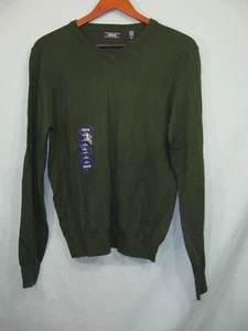 NWT Izod " Darkest Spruce " Green V Neck Sweater - Picture 1 of 5