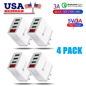 Bloque de carga de pared cubo USB 4 PIEZAS 3 puertos cargador rápido QC 3.0 para iPhone Samsung - Imagen 1 de 8