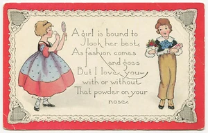 Postcard - Greeting "A Girl is Bound to Look Her Best..." (ca. 1910s) - Picture 1 of 2