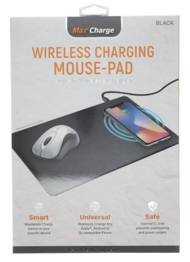 Max Charge Wireless Charging Mouse Pad Built-in Wireless Charger Devices NEW  - Image 1 of 1