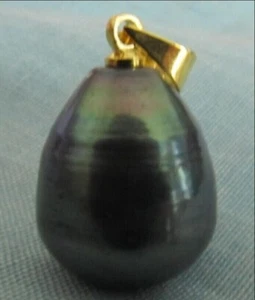 Huge 13x17mm Natural South Sea Genuine Black Drop Pearl Pendant Jewelry - Picture 1 of 1